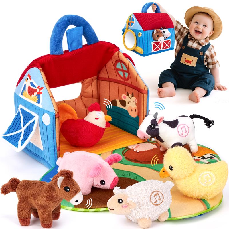 Soft Farm Animal Playset with Barn & 6 Plush Animals