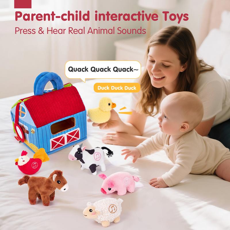 Soft Farm Animal Playset with Barn & 6 Plush Animals