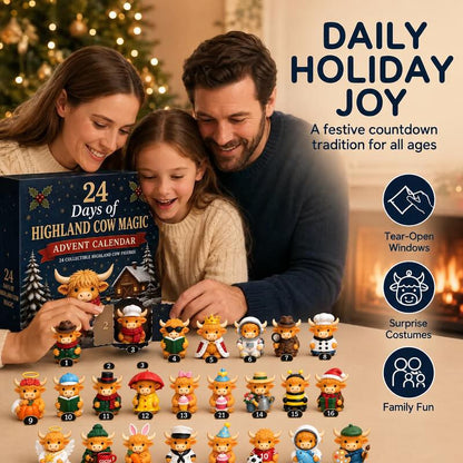 24 Days of Highland Cow Magic Advent Calendar – 24 Collectible Christmas Cow Figures