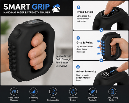 Smart Grip Hand Massager & Strength Trainer (USB Rechargeable)