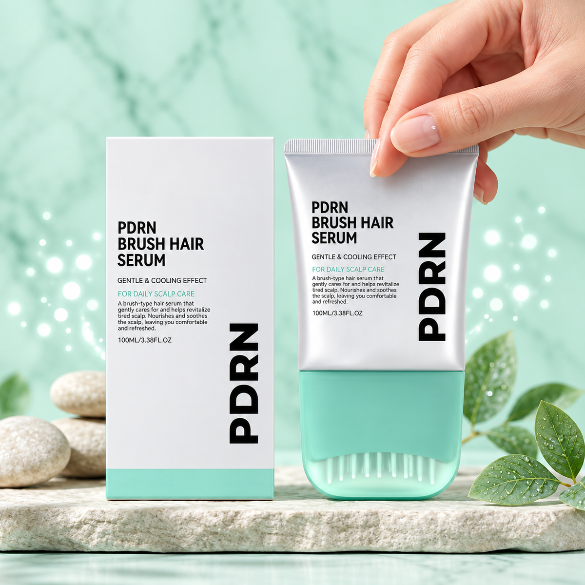 PDRN Scalp Care Hair Serum with Built-In Massage Brush