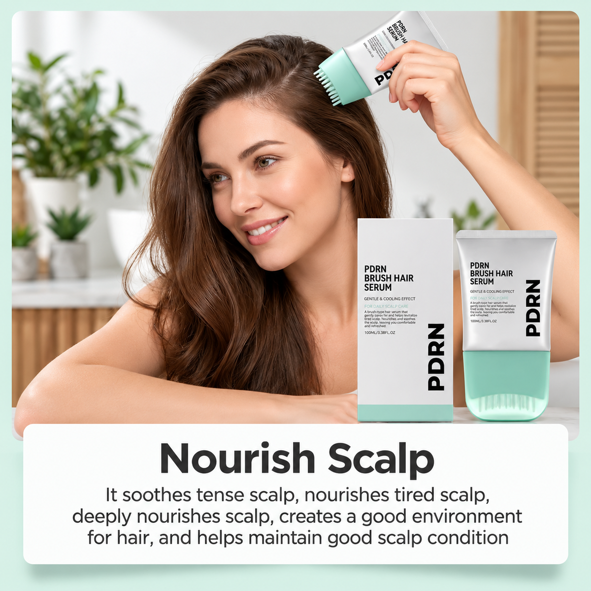 PDRN Scalp Care Hair Serum with Built-In Massage Brush