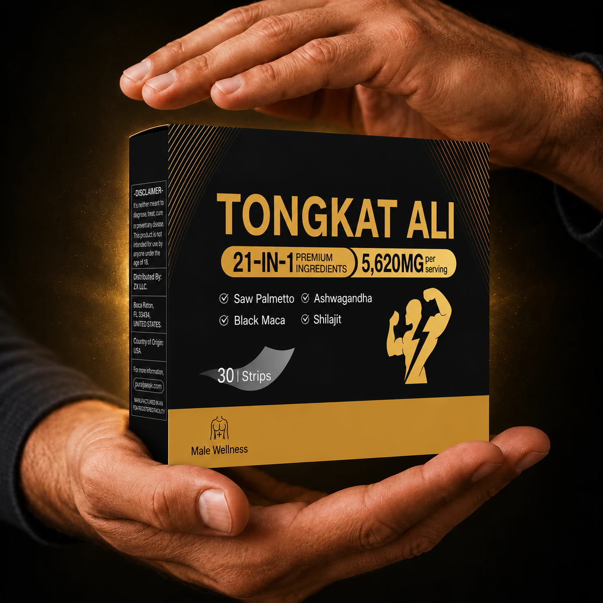 Tongkat Ali 21-in-1 Men’s Wellness Strips – 5,620mg Herbal Blend with Ashwagandha, Black Maca, Shilajit & Saw Palmetto