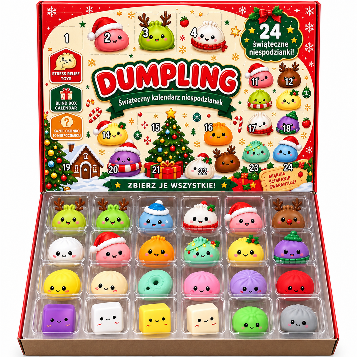 24-Day Christmas Dumpling Advent Calendar – Cute Squishy Surprise Toys