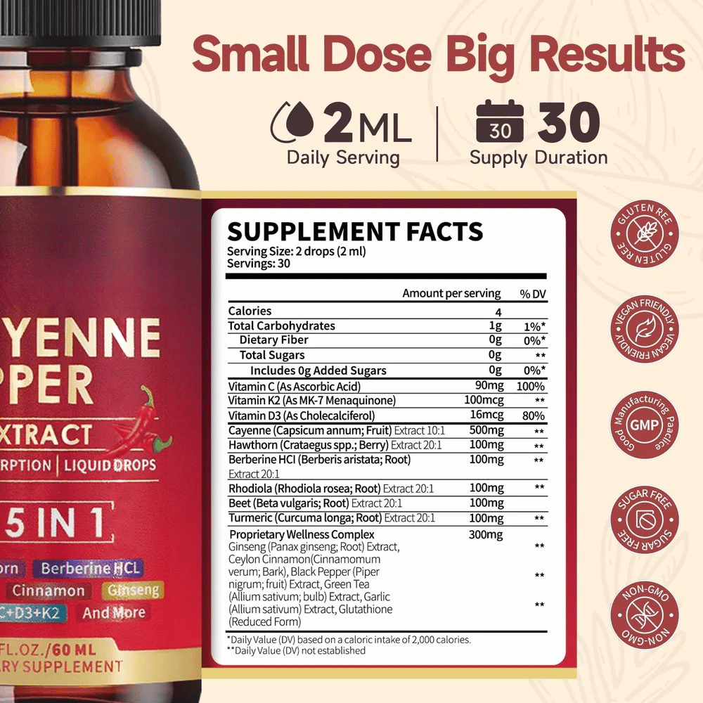 Cayenne Pepper Liquid Drops – Advanced Circulation & Daily Wellness Support