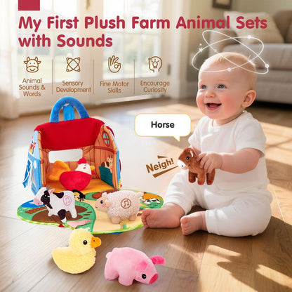 Soft Farm Animal Playset with Barn & 6 Plush Animals