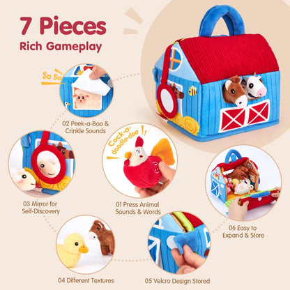 Soft Farm Animal Playset with Barn & 6 Plush Animals