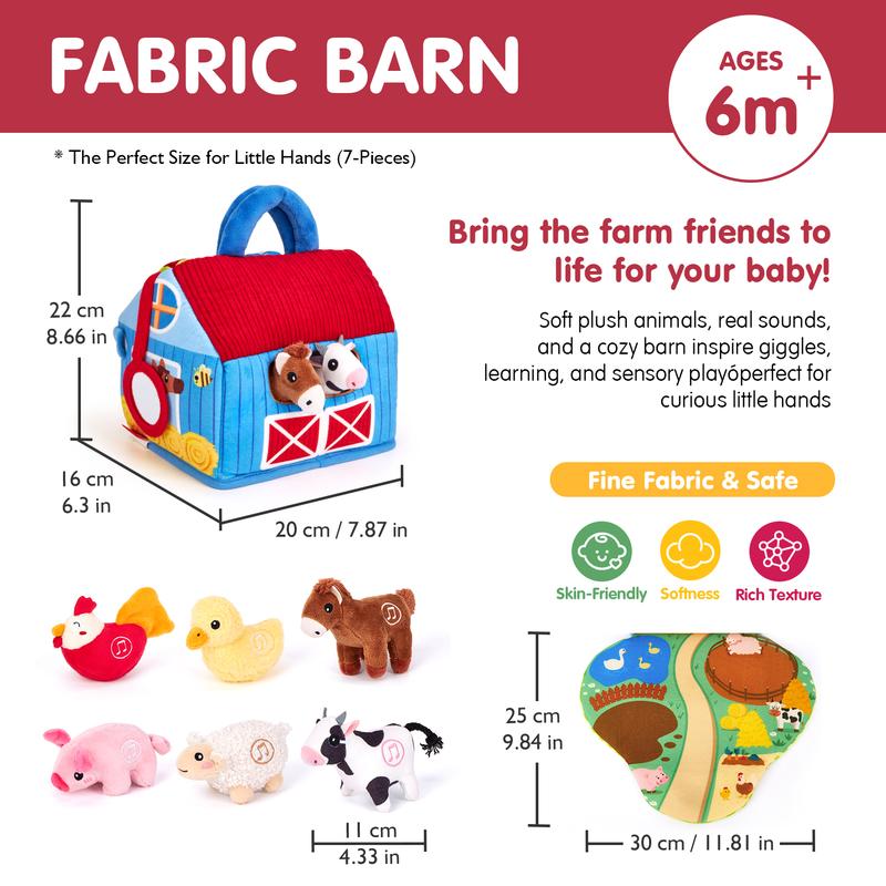 Soft Farm Animal Playset with Barn & 6 Plush Animals